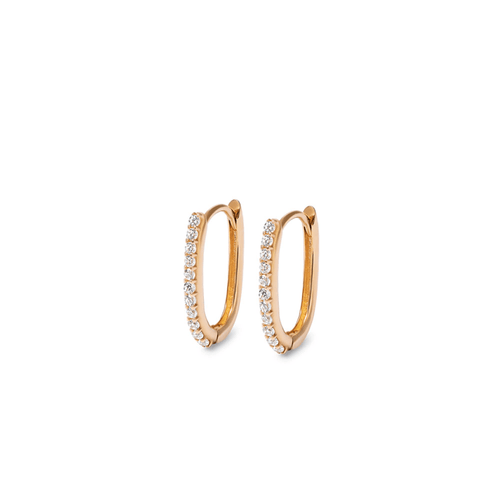 6mm CZ Paperclip Huggie Earrings in 9kt Yellow Gold Earrings Bevilles 