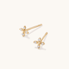 Cubic Zirconia Flower Stud Earrings in 9kt Yellow Gold Earrings Bevilles 