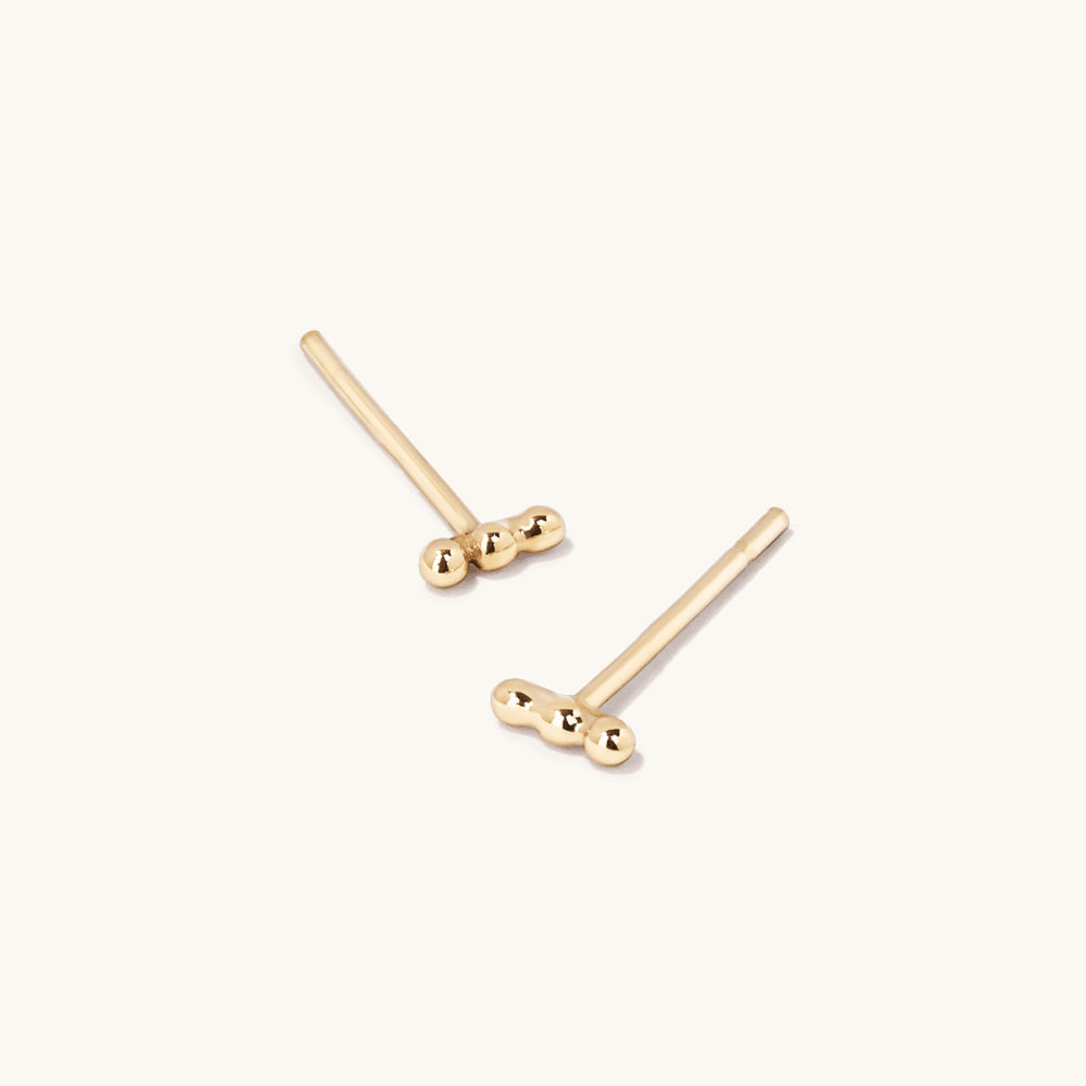 Micro Ball Trio Stud Earrings in 9kt Yellow Gold Earrings Bevilles 