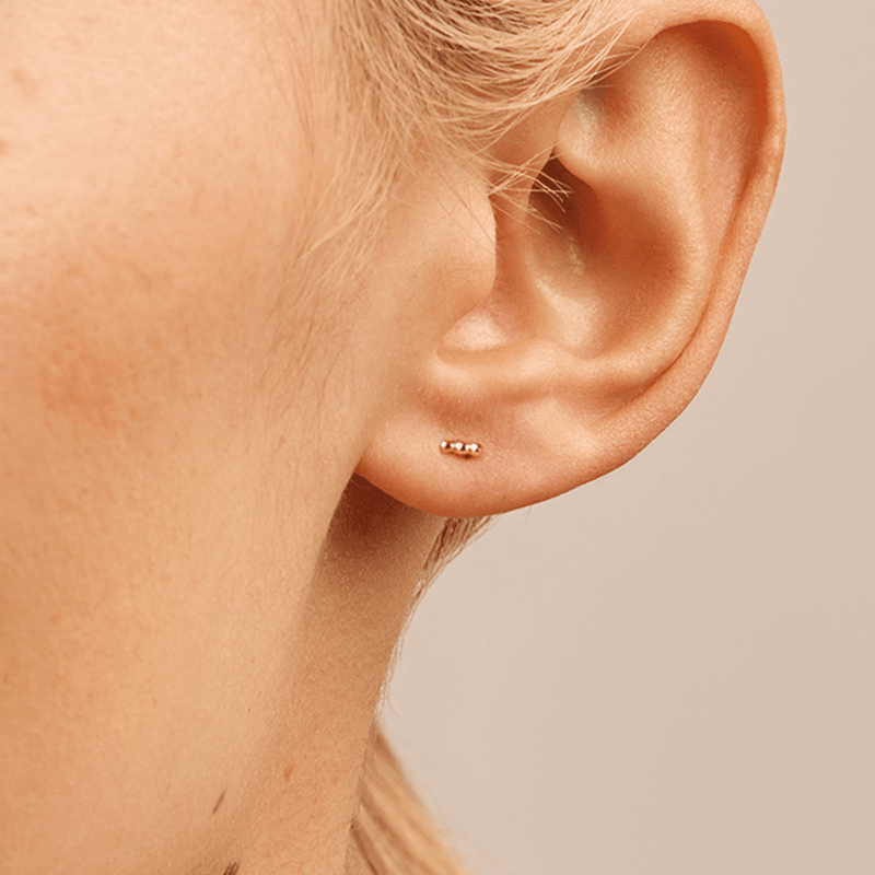 Micro Ball Trio Stud Earrings in 9kt Yellow Gold Earrings Bevilles 