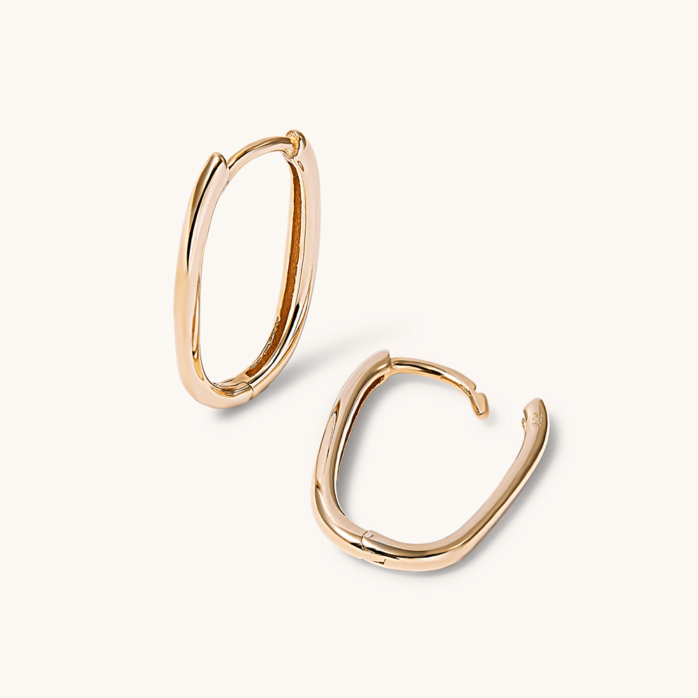 15mm Paperclip Huggie Earrings in 9kt Yellow Gold Earrings Bevilles 