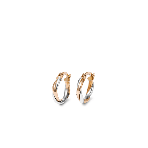 10mm Two Strand Twist Hoop Earrings in 9kt Duo-Tone Gold Earrings Bevilles 