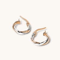 10mm Two Strand Twist Hoop Earrings in 9kt Duo-Tone Gold Earrings Bevilles 