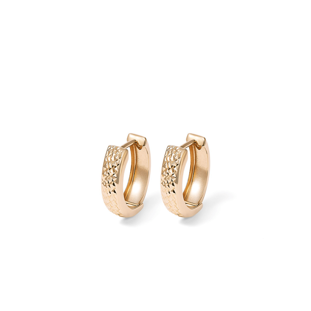 9mm Diamond Cut Huggie Earrings in 9kt Yellow Gold Earrings Bevilles 