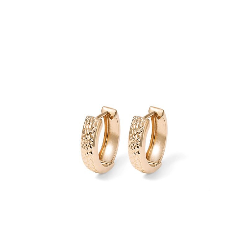 9mm Diamond Cut Huggie Earrings in 9kt Yellow Gold Earrings Bevilles 