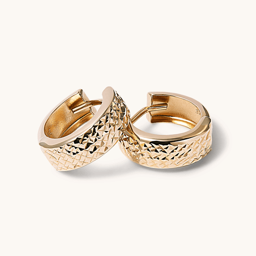 9mm Diamond Cut Huggie Earrings in 9kt Yellow Gold Earrings Bevilles 