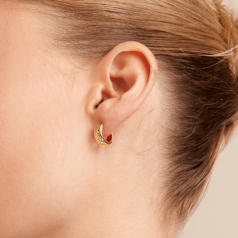 9mm Diamond Cut Huggie Earrings in 9kt Yellow Gold Earrings Bevilles 