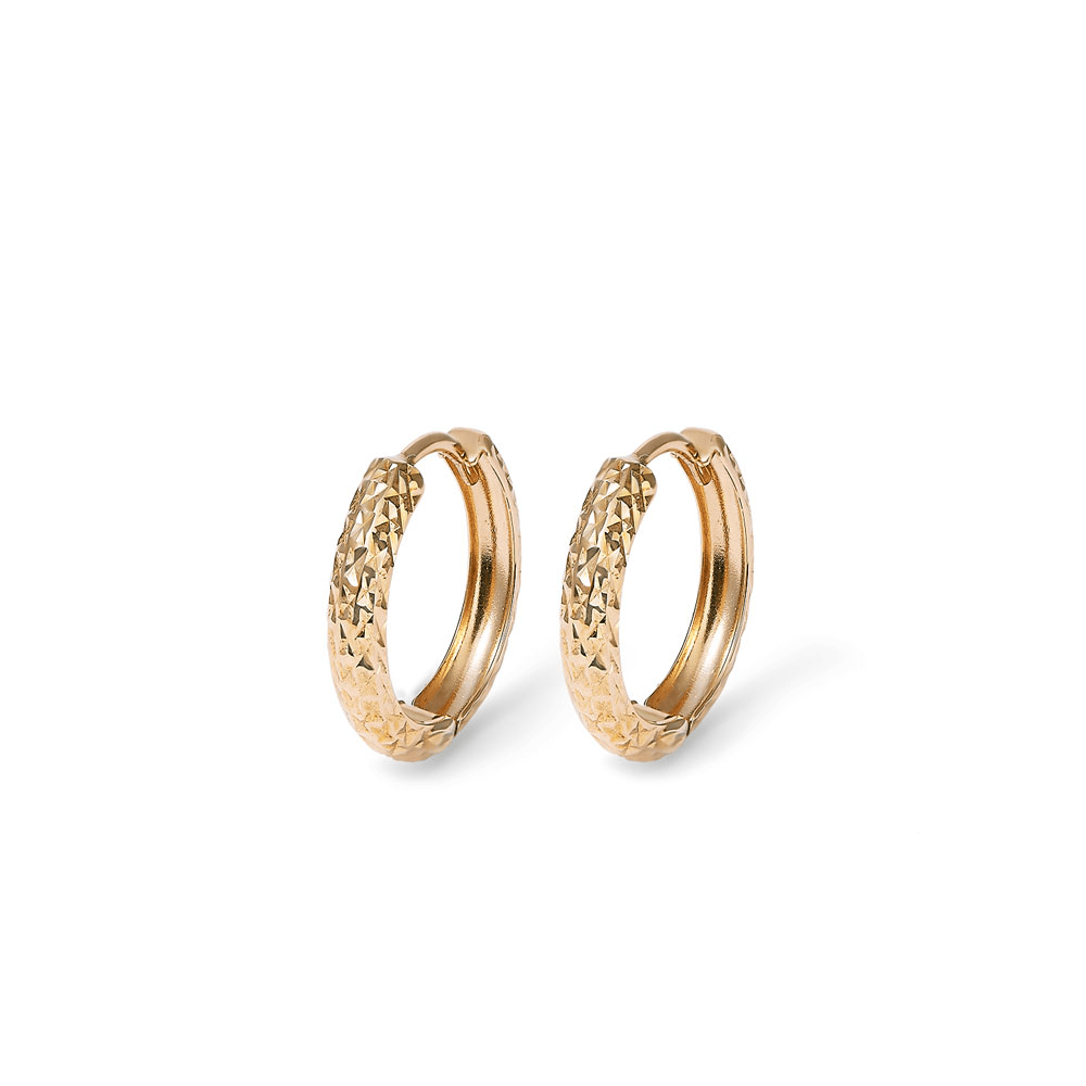 10mm Diamond Cut Huggie Earrings in 9kt Yellow Gold Earrings Bevilles 