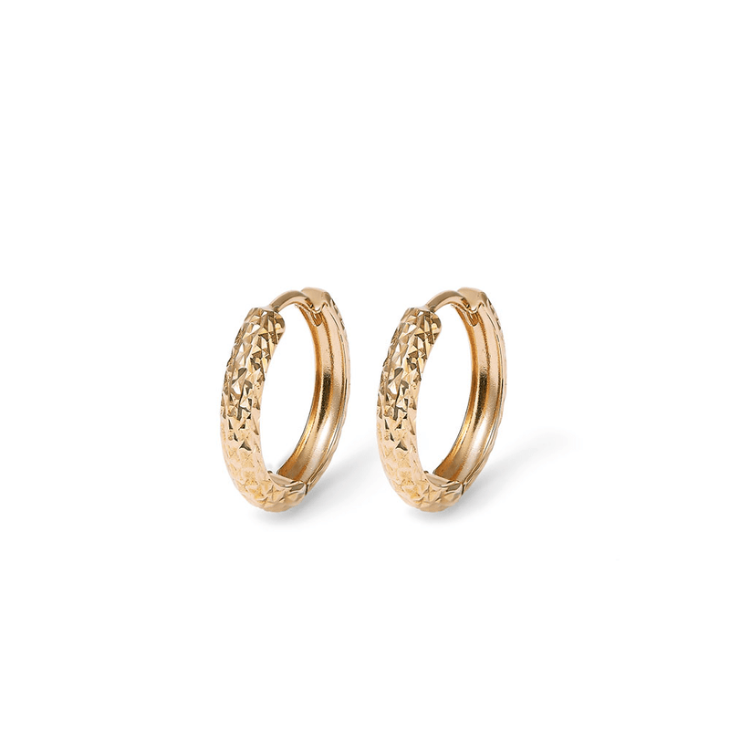 10mm Diamond Cut Huggie Earrings in 9kt Yellow Gold Earrings Bevilles 