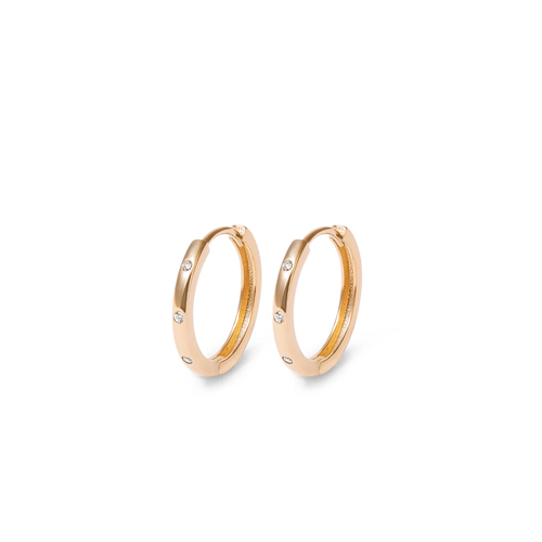 12mm Cubic Zirconia Huggie Earrings in 9kt Yellow Gold Earrings Bevilles 