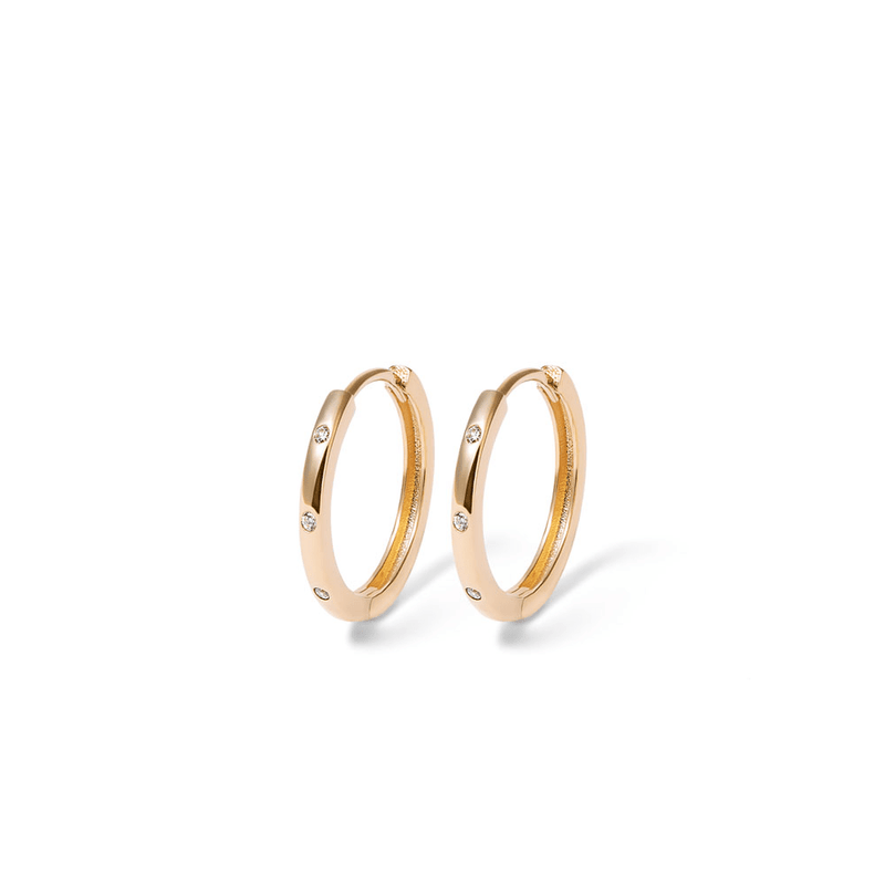 12mm CZ Huggie Earrings in 9kt Yellow Gold Earrings Bevilles 