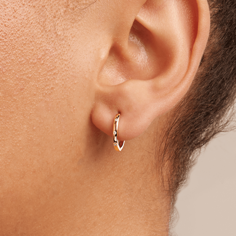 12mm Cubic Zirconia Huggie Earrings in 9kt Gold Earrings Bevilles 