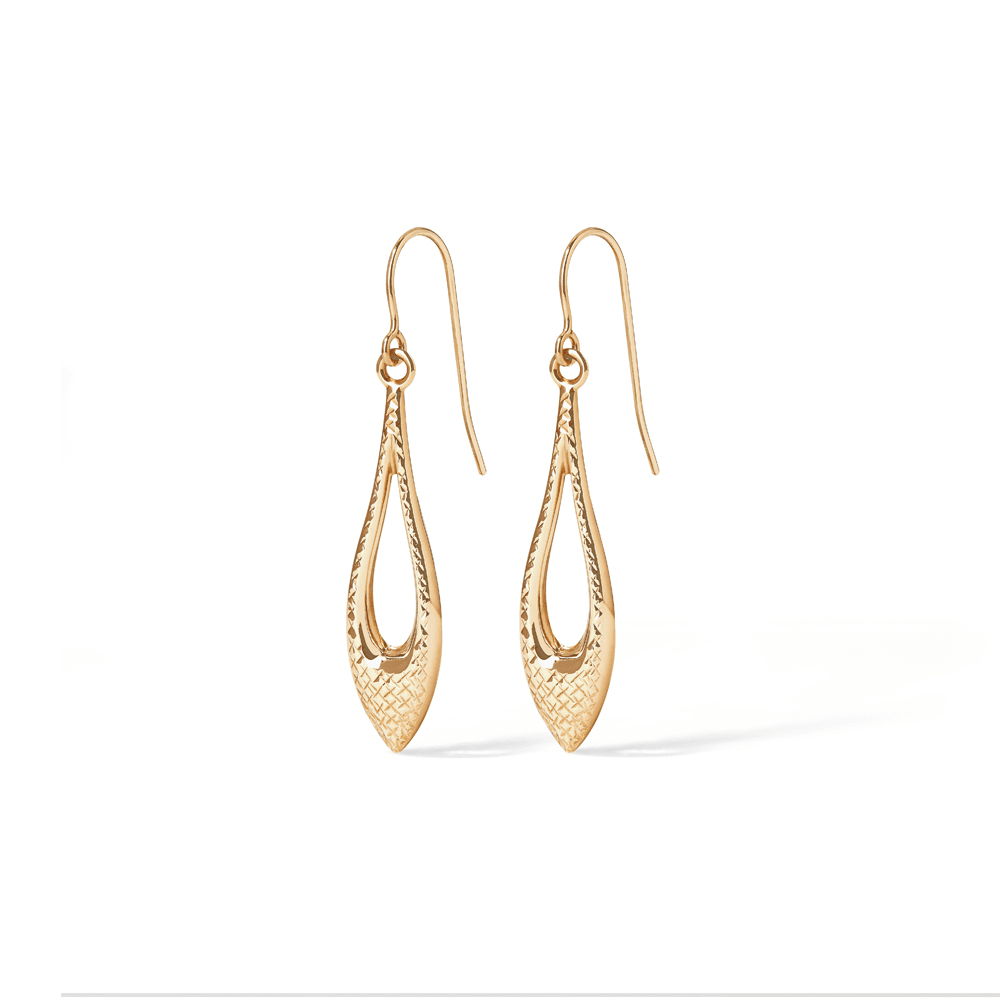 Diamond Cut Flame Drop Earrings in 9kt Yellow Gold Earrings Bevilles 