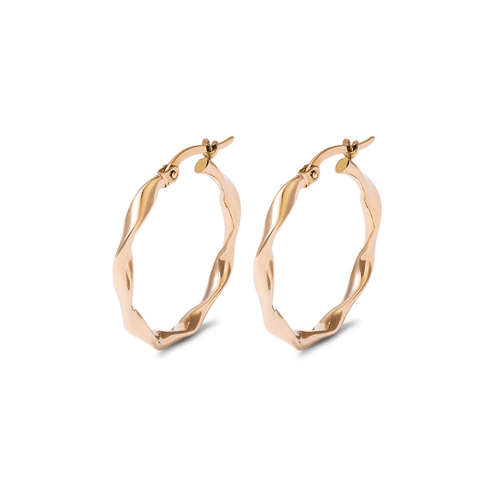20mm Ribbon Twist Hoop Earrings in 9kt Yellow Gold Earrings Bevilles 