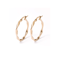 20mm Ribbon Twist Hoop Earrings in 9kt Yellow Gold Earrings Bevilles 