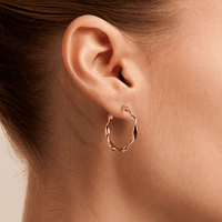 20mm Ribbon Twist Hoop Earrings in 9kt Yellow Gold Earrings Bevilles 
