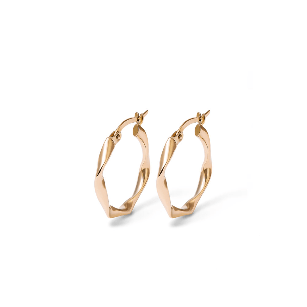 15mm Ribbon Twist Hoop Earrings in 9kt Yellow Gold Earrings Bevilles 