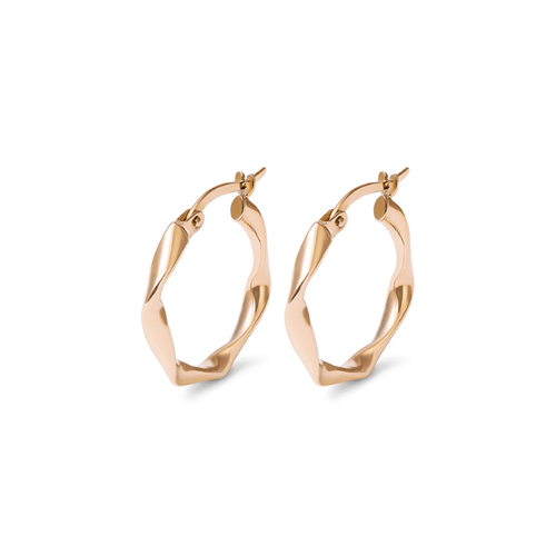 15mm Ribbon Twist Hoop Earrings in 9kt Yellow Gold Earrings Bevilles 