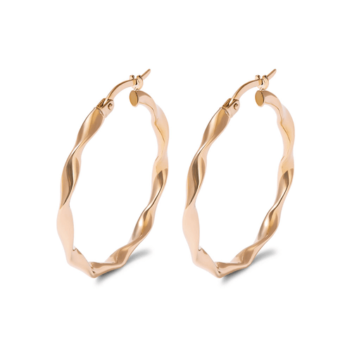 25mm Ribbon Twist Hoop Earrings in 9kt Yellow Gold Earrings Bevilles 