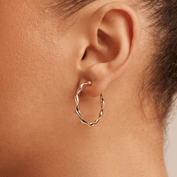 25mm Ribbon Twist Hoop Earrings in 9kt Yellow Gold Earrings Bevilles 