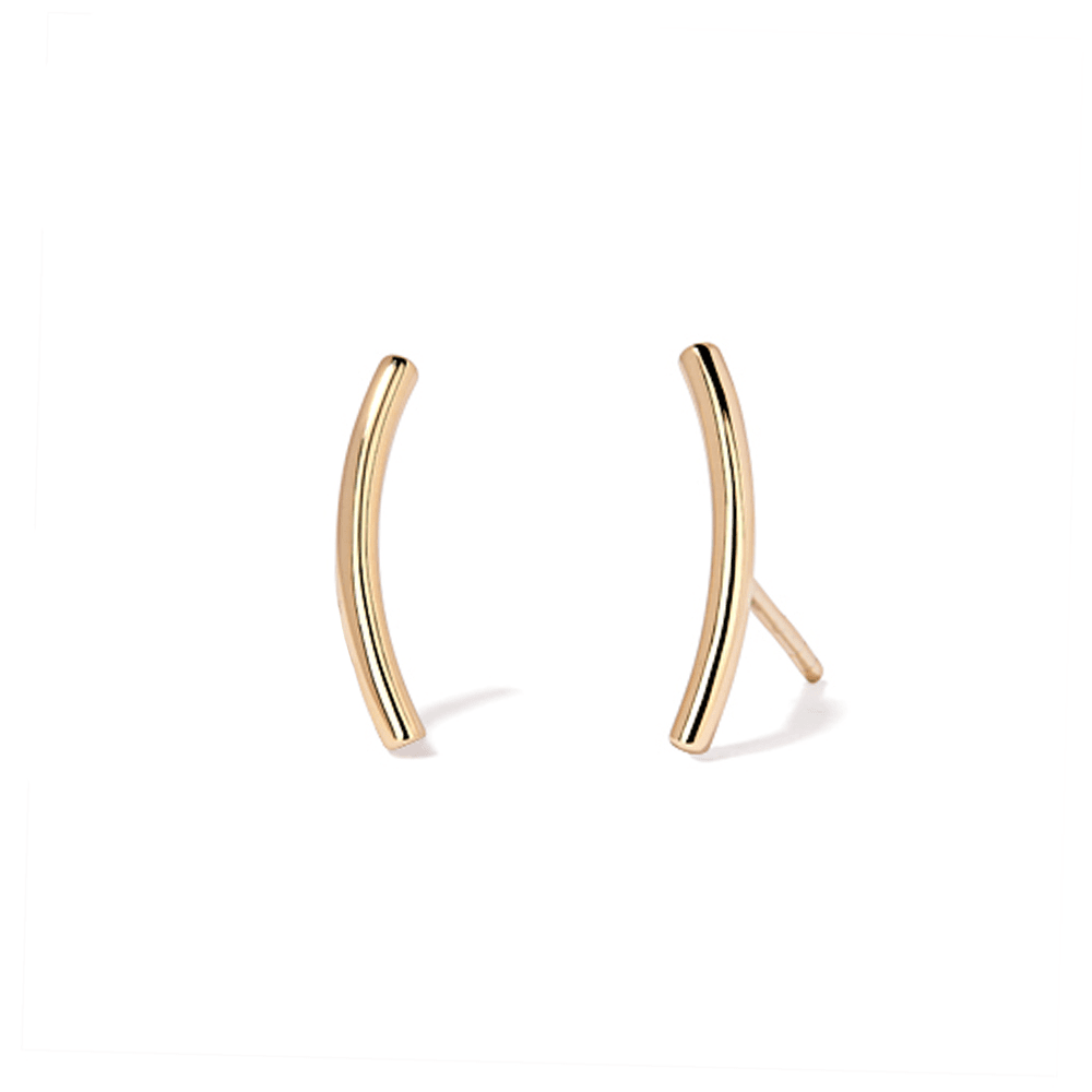 Curved Bar Stud Earrings in 9kt Yellow Gold Earrings Bevilles 