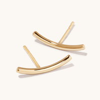 Curved Bar Stud Earrings in 9kt Yellow Gold Earrings Bevilles 