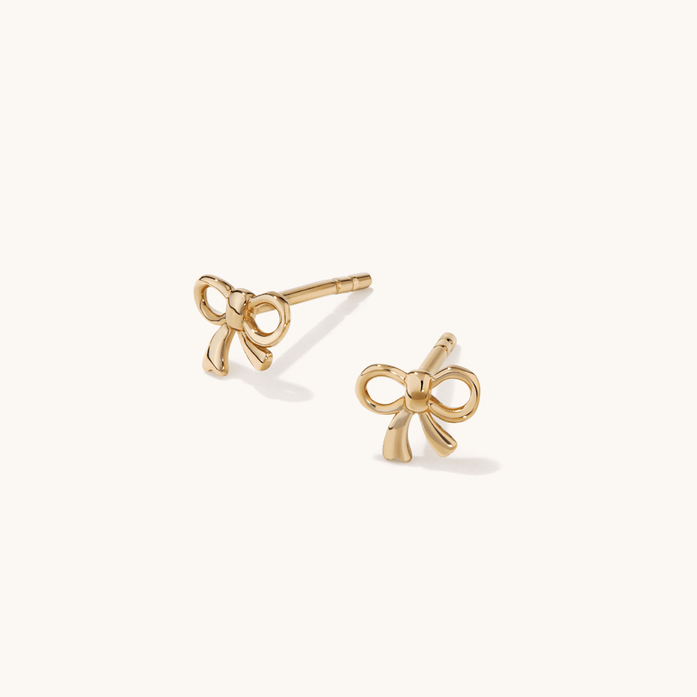 Bow Stud Earrings in 18kt Gold Plated Sterling Silver Earrings Bevilles 