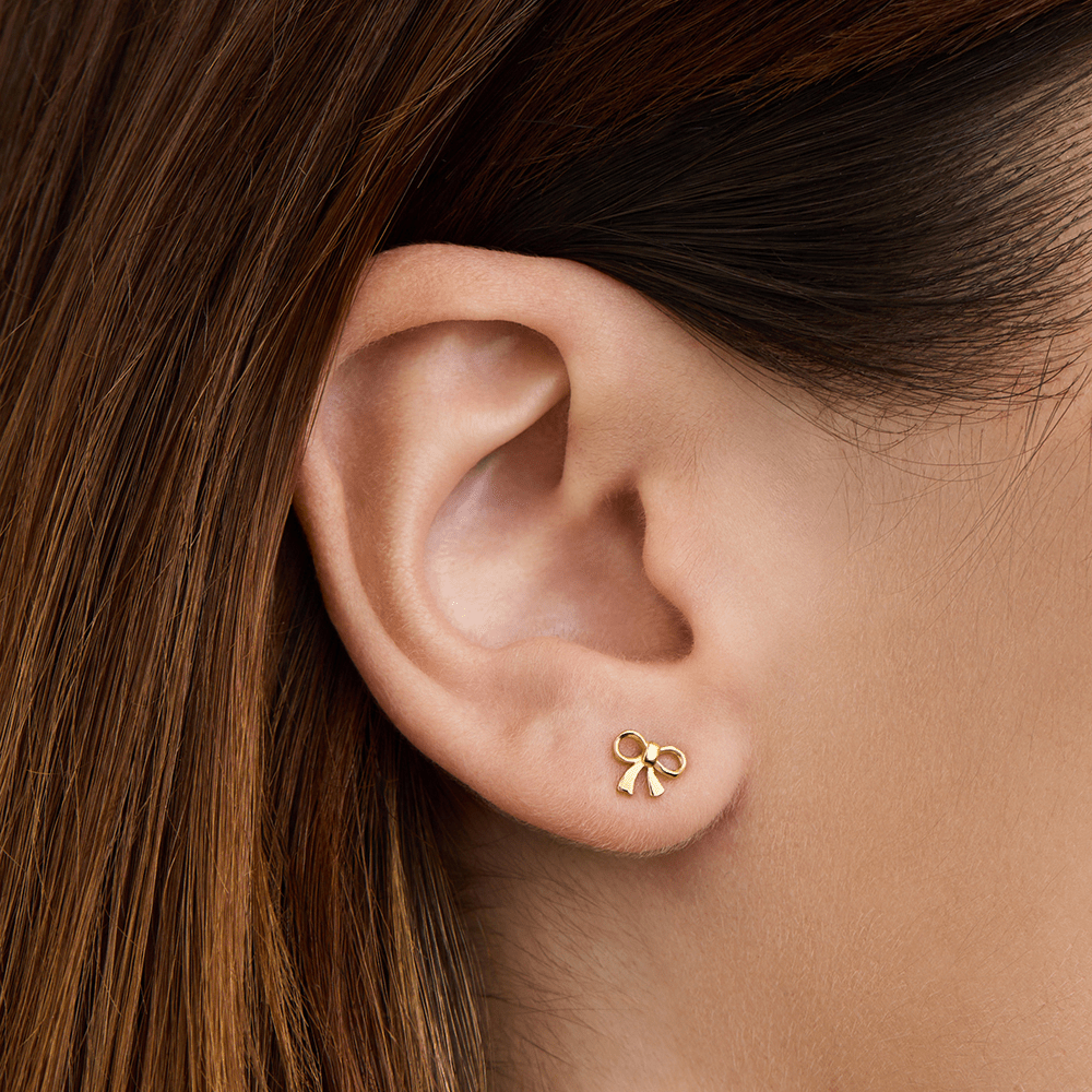 Bow Stud Earrings in 18kt Gold Plated Sterling Silver Earrings Bevilles 