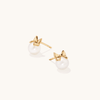 7mm Pearl Bow Studs in 18kt Gold Plated Sterling Silver Earrings Bevilles 