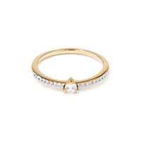 Pear Cut Cubic Zirconia Solitaire Ring in 18kt Gold Plated Sterling Silver Rings Bevilles 