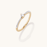 Pear Cut Cubic Zirconia Solitaire Ring in 18kt Gold Plated Sterling Silver Rings Bevilles 