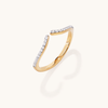 Pave Cubic Zirconia Open Wave Ring in 18kt Gold Plated Sterling Silver Rings Bevilles 