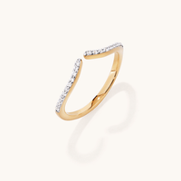 Pave Cubic Zirconia Open Wave Ring in 18kt Gold Plated Sterling Silver Rings Bevilles 