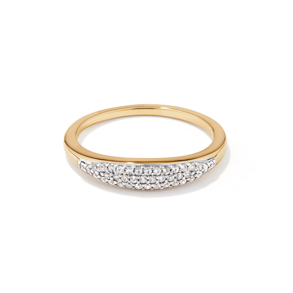 3mm Pavé Cubic Zirconia Dome Ring in 18kt Gold Plated Sterling Silver Rings Bevilles 