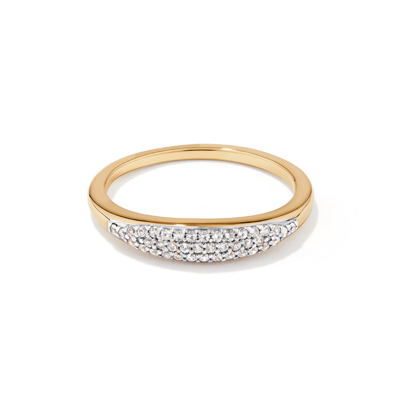 3mm Pavé Cubic Zirconia Dome Ring in 18kt Gold Plated Sterling Silver Rings Bevilles 