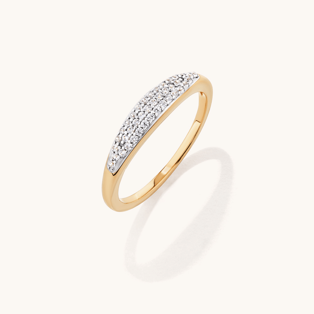 3mm Pavé Cubic Zirconia Dome Ring in 18kt Gold Plated Sterling Silver Rings Bevilles 