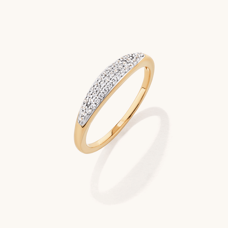 3mm Pavé Cubic Zirconia Dome Ring in 18kt Gold Plated Sterling Silver Rings Bevilles 