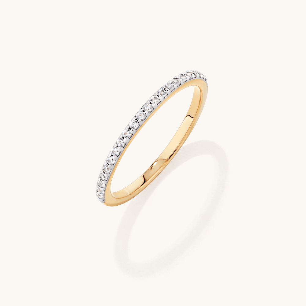 1.5mm Pave Cubic Zirconia Ring in 18kt Gold Plated Sterling Silver Rings Bevilles 