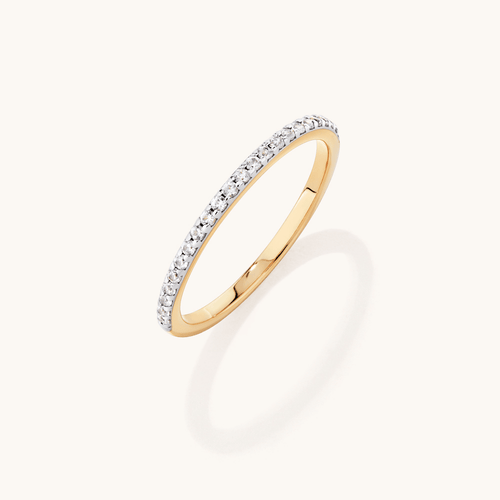 1.5mm Pave Cubic Zirconia Ring in 18kt Gold Plated Sterling Silver Rings Bevilles 