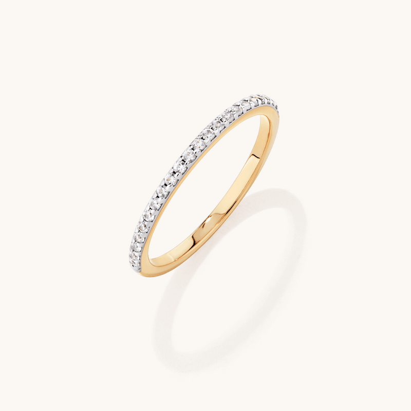 1.5mm Pave Cubic Zirconia Ring in 18kt Gold Plated Sterling Silver Rings Bevilles 