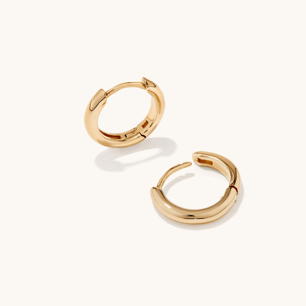 10mm Half Round Huggie Earrings in 18kt Gold Plated Sterling Silver Earrings Bevilles 