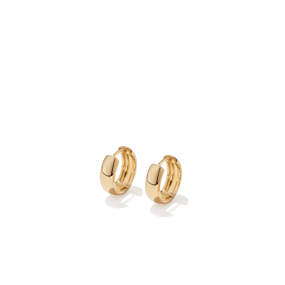 10mm Half Round Huggie Earrings in 18kt Gold Plated Sterling Silver Earrings Bevilles 