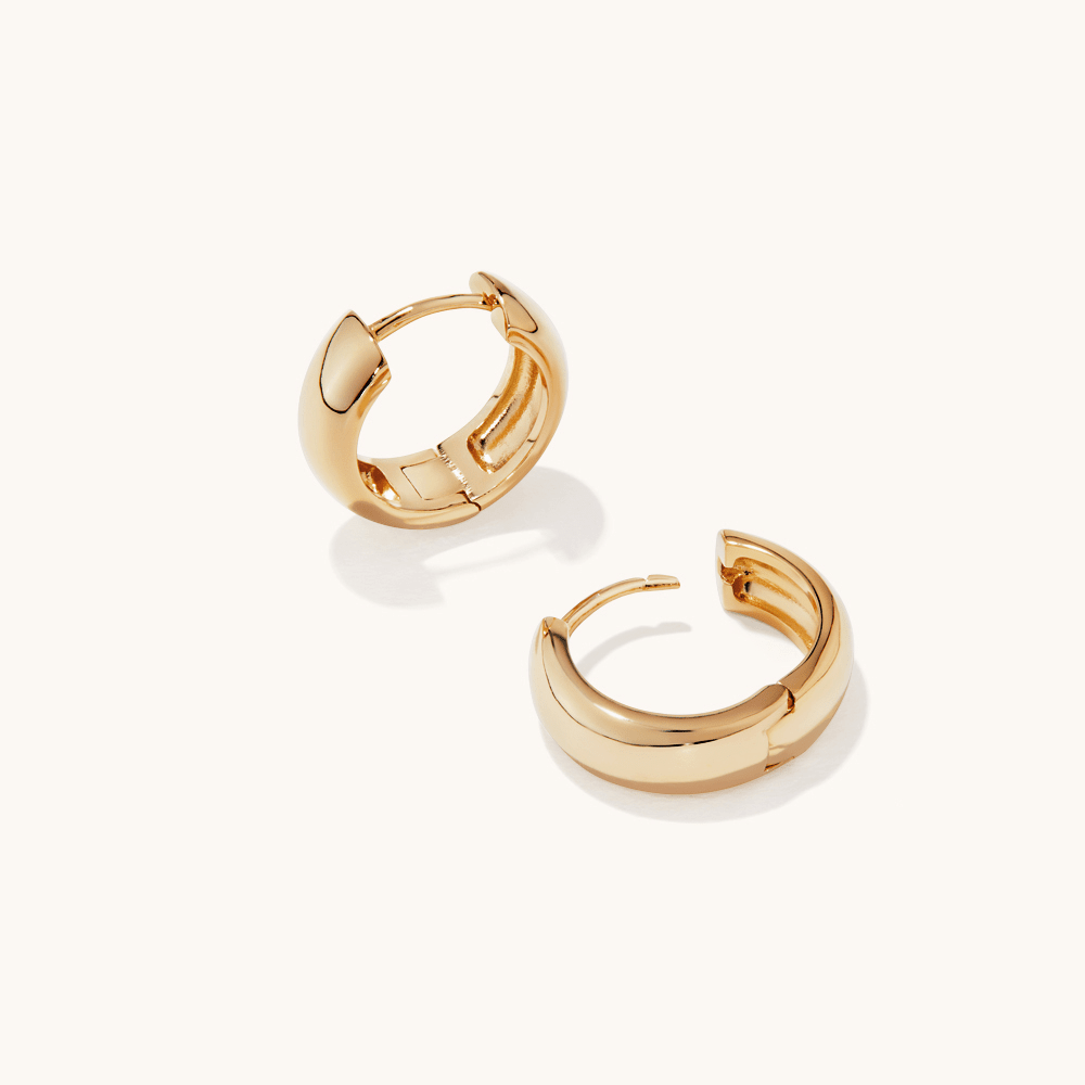 10mm Half Round Huggie Earrings in 18kt Gold Plated Sterling Silver Earrings Bevilles 