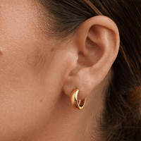 10mm Half Round Huggie Earrings in 18kt Gold Plated Sterling Silver Earrings Bevilles 