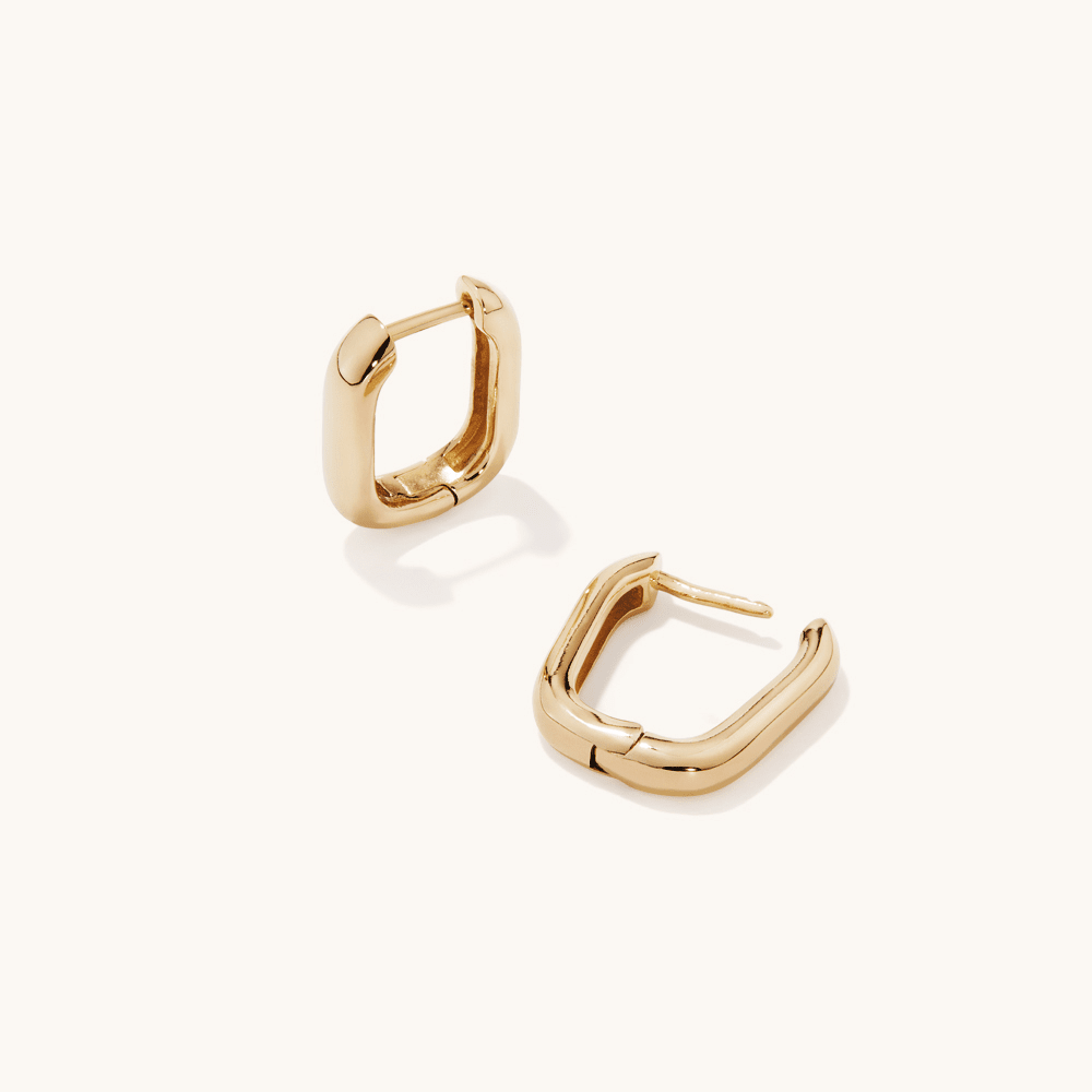 15mm Paperclip Huggie Earrings in 18kt Gold Plated Sterling Silver Earrings Bevilles 