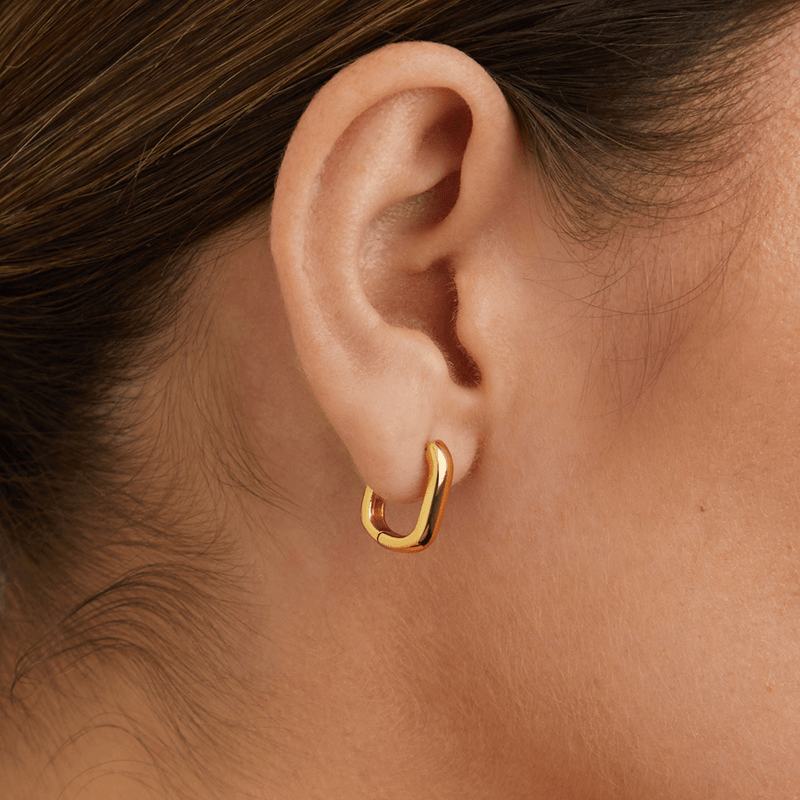 15mm Paperclip Huggie Earrings in 18kt Gold Plated Sterling Silver Earrings Bevilles 