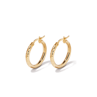 15mm Diamond-Cut Hoop Earrings in 9kt Bonded Yellow Gold Earrings Bevilles 