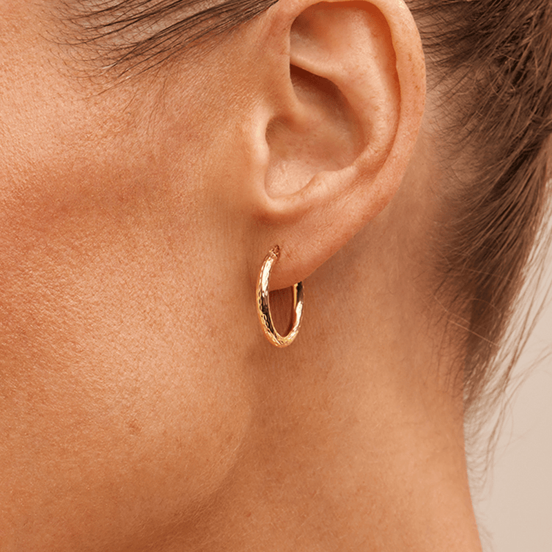 15mm Diamond-Cut Hoop Earrings in 9kt Bonded Yellow Gold Earrings Bevilles 