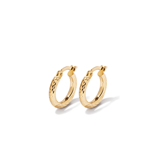 10mm Diamond-Cut Hoop Earrings in 9kt Yellow Bonded Gold Earrings Bevilles 