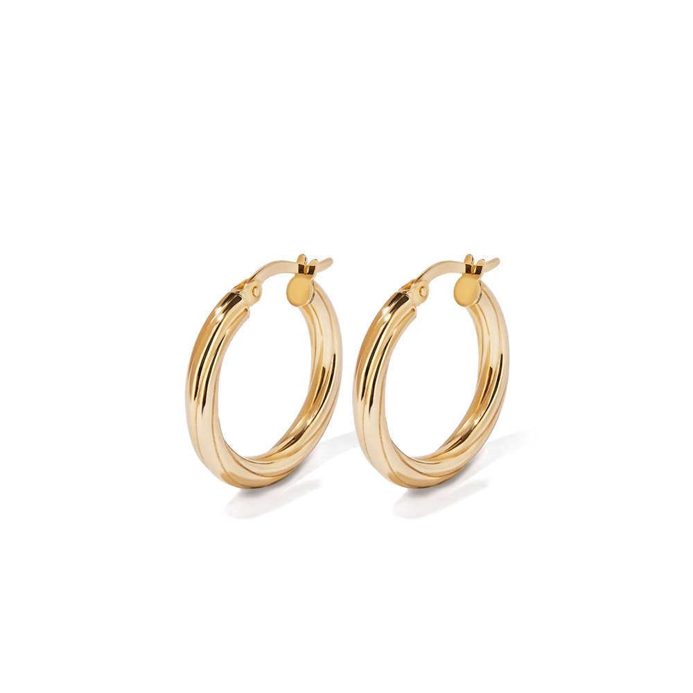 15mm Twist Hoop Earrings in 9kt Bonded Yellow Gold Earrings Bevilles 